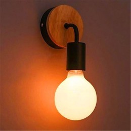 Lampe murale en fer et bois, design minimaliste moderne et créatif, idéale pour un couloir, un balcon, une chambre à coucher ou une table de chevet