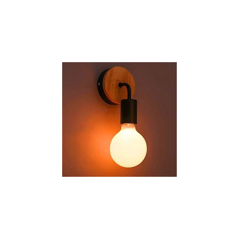 Lampe murale en fer et bois, design minimaliste moderne et créatif, idéale pour un couloir, un balcon, une chambre à coucher ou une table de chevet