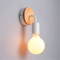 Lampe murale en fer et bois, design minimaliste moderne et créatif, idéale pour un couloir, un balcon, une chambre à coucher ou une table de chevet