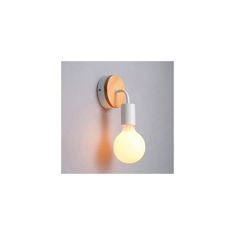 Lampe murale en fer et bois, design minimaliste moderne et créatif, idéale pour un couloir, un balcon, une chambre à coucher ou une table de chevet