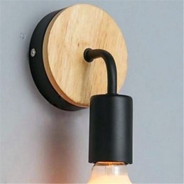 Lampe murale en fer et bois, design minimaliste moderne et créatif, idéale pour un couloir, un balcon, une chambre à coucher ou une table de chevet