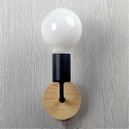 Lampe murale en fer et bois, design minimaliste moderne et créatif, idéale pour un couloir, un balcon, une chambre à coucher ou une table de chevet