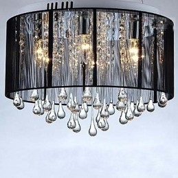 Lustre de luxe en cristal noir suspendu