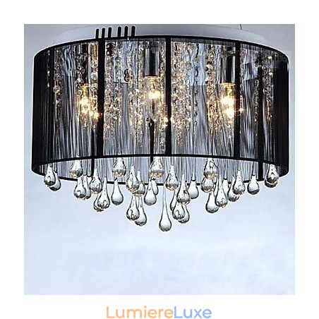 Lustre de luxe en cristal noir suspendu Lustre de luxe en cristal noir suspendu