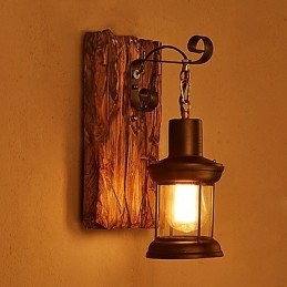 Applique murale industrielle vintage rétro en bois et métal à tête unique, idéale pour la maison, l'hôtel, le couloir ou la décoration