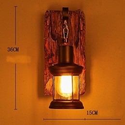 Applique murale industrielle vintage rétro en bois et métal à tête unique, idéale pour la maison, l'hôtel, le couloir ou la décoration