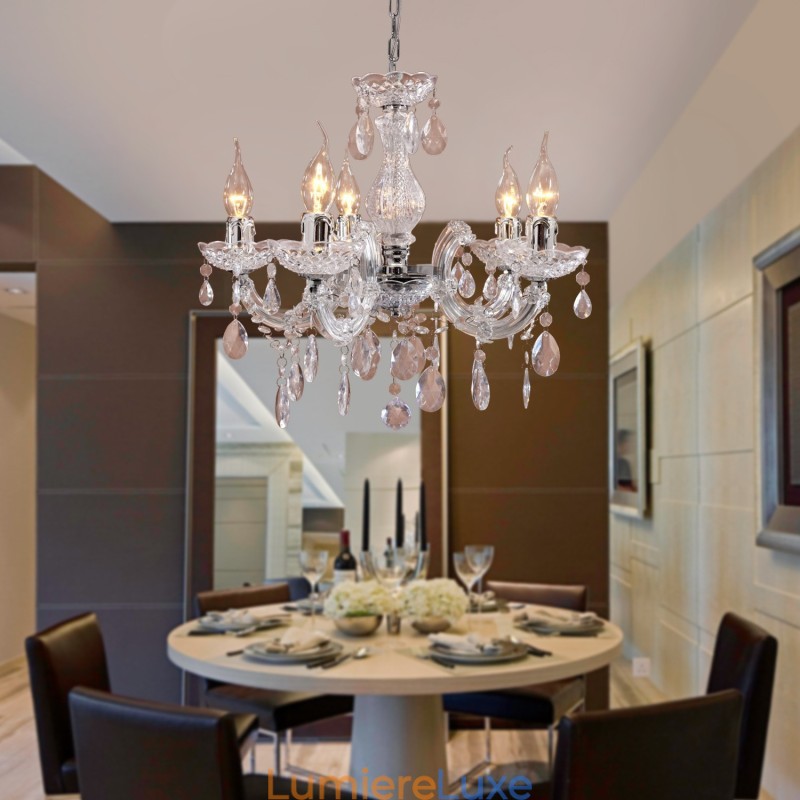 Plafonnier chromé Upligh, lampe bougie, luminaire acrylique, lustre suspendu