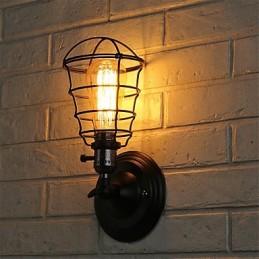 Applique murale vintage industrielle à 1 lumière en métal noir avec interrupteur, idéale pour un salon, une salle à manger, un couloir, un café, un bar ou un bar