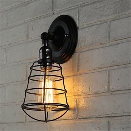 Applique murale vintage industrielle à 1 lumière en métal noir avec interrupteur, idéale pour un salon, une salle à manger, un couloir, un café, un bar ou un bar