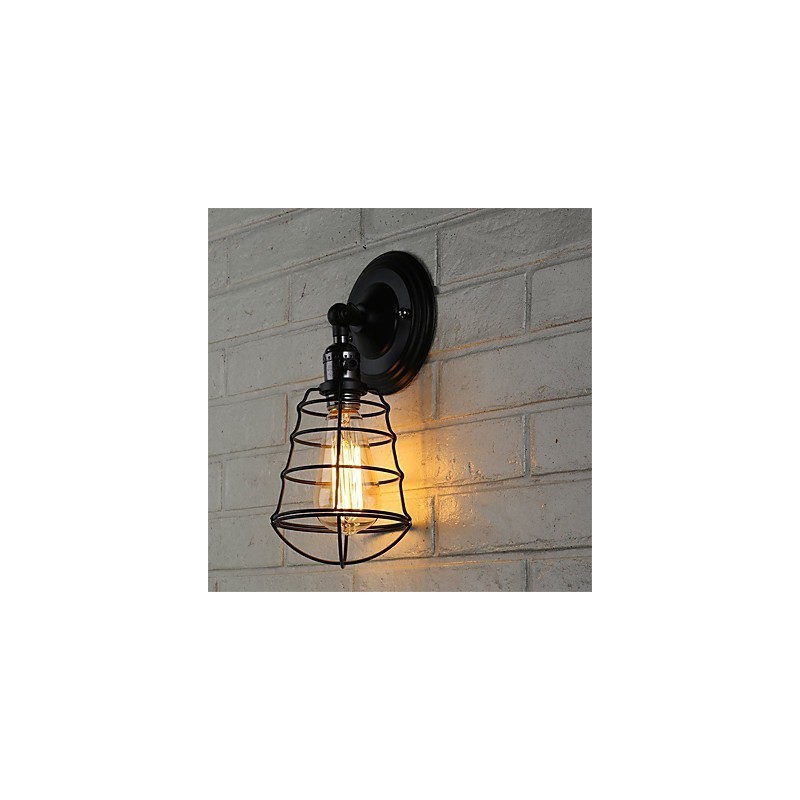 Applique murale vintage industrielle à 1 lumière en métal noir avec interrupteur, idéale pour un salon, une salle à manger, un couloir, un café, un bar ou un bar
