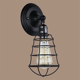 Applique murale vintage industrielle à 1 lumière en métal noir avec interrupteur, idéale pour un salon, une salle à manger, un couloir, un café, un bar ou un bar