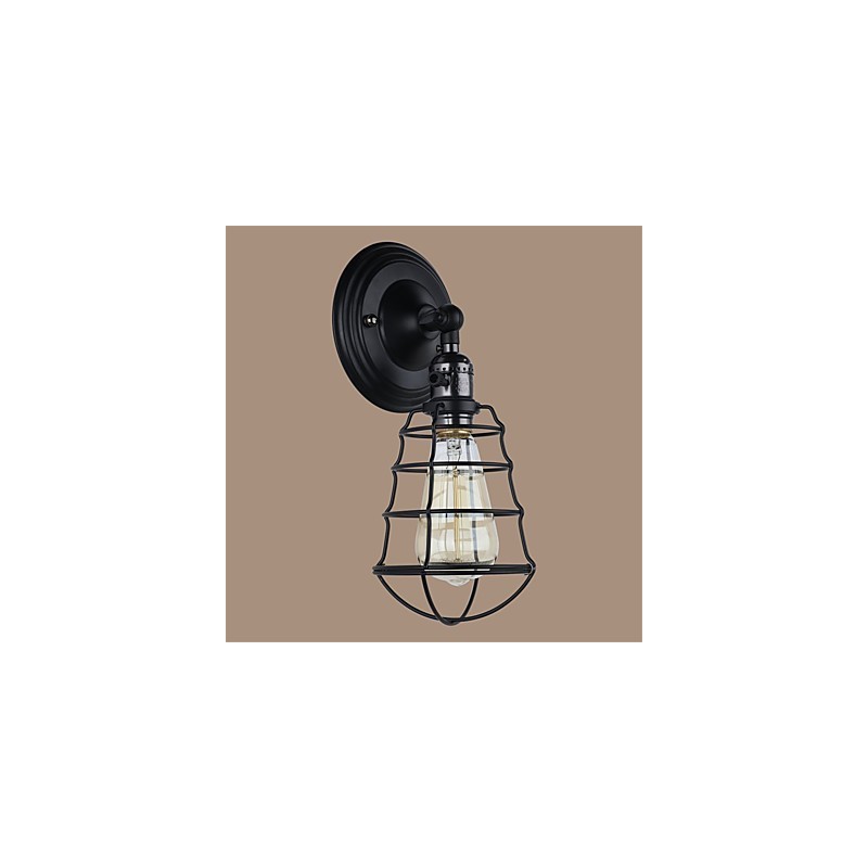 Applique murale vintage industrielle à 1 lumière en métal noir avec interrupteur, idéale pour un salon, une salle à manger, un couloir, un café, un bar ou un bar
