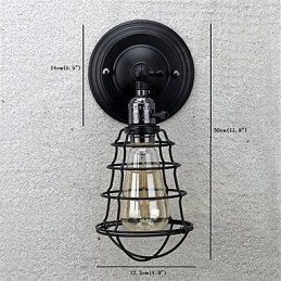 Applique murale vintage industrielle à 1 lumière en métal noir avec interrupteur, idéale pour un salon, une salle à manger, un couloir, un café, un bar ou un bar