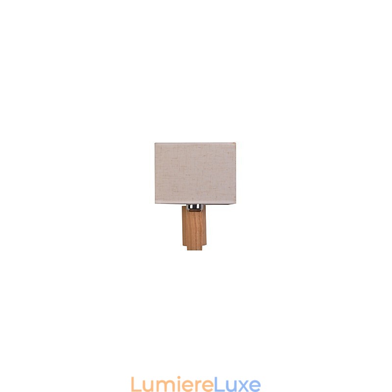 Lampe murale simple, lampe de chevet, lampe de bureau avec abat-jour en tissu et bois massif pour chambre à coucher, commode, salon, chambre de bébé