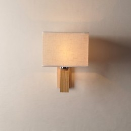 Lampe murale simple, lampe de chevet, lampe de bureau avec abat-jour en tissu et bois massif pour chambre à coucher, commode, salon, chambre de bébé