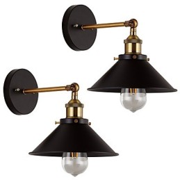 Lot de 2 appliques murales industrielles en métal style Edison, style vintage, luminaire décoratif pour café, club, bar