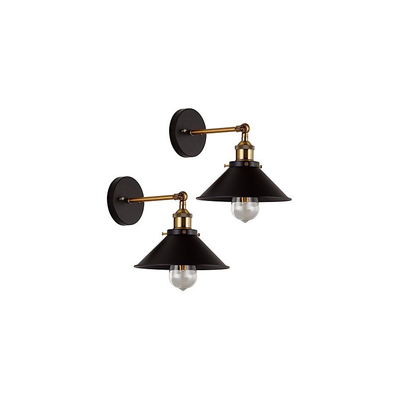 Lot de 2 appliques murales industrielles en métal style Edison, style vintage, luminaire décoratif pour café, club, bar