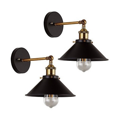 Lot de 2 appliques murales industrielles en métal style Edison, style vintage, luminaire décoratif pour café, club, bar Lot de 2 appliques murales industrielles en métal style Edison, style vintage, luminaire décoratif pour café, club, bar