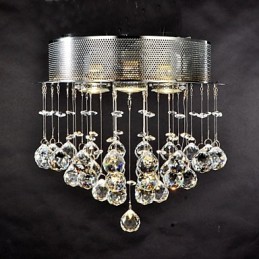 Plafonnier traditionnel classique en métal chromé et cristal
