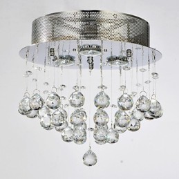 Plafonnier traditionnel classique en métal chromé et cristal