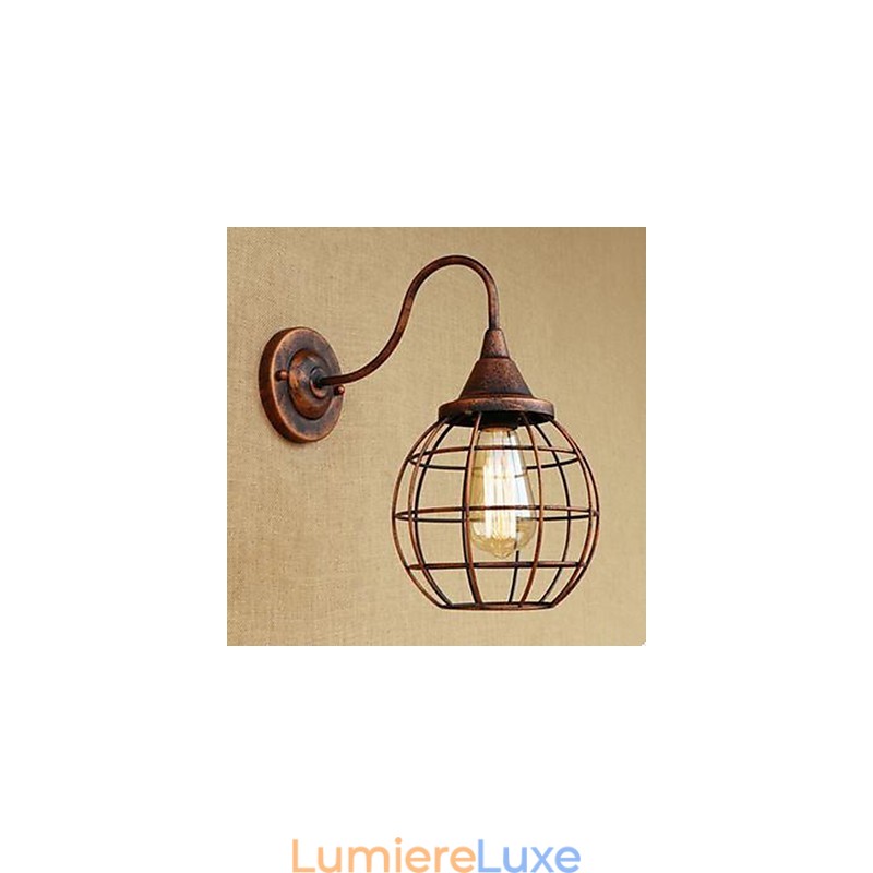 Lampe murale américaine de style rétro en fer forgé de couleur rouille pour salon, bureau, chevet