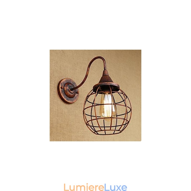 Lampe murale américaine de style rétro en fer forgé de couleur rouille pour salon, bureau, chevet