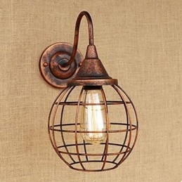 Lampe murale américaine de style rétro en fer forgé de couleur rouille pour salon, bureau, chevet