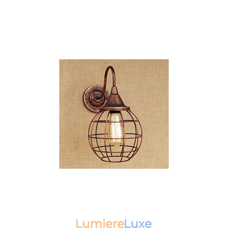 Lampe murale américaine de style rétro en fer forgé de couleur rouille pour salon, bureau, chevet