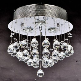 Plafonnier traditionnel classique en métal chromé et cristal