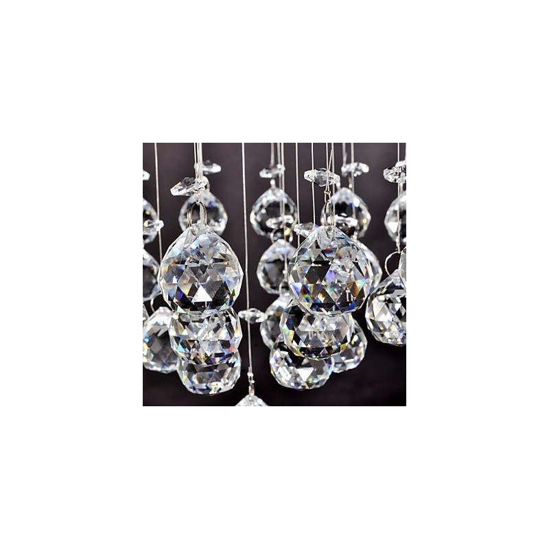 Plafonnier traditionnel classique en métal chromé et cristal
