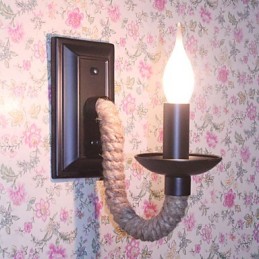 Applique murale rétro en corde de chanvre, lampe à bougie en fer à personnalité créative