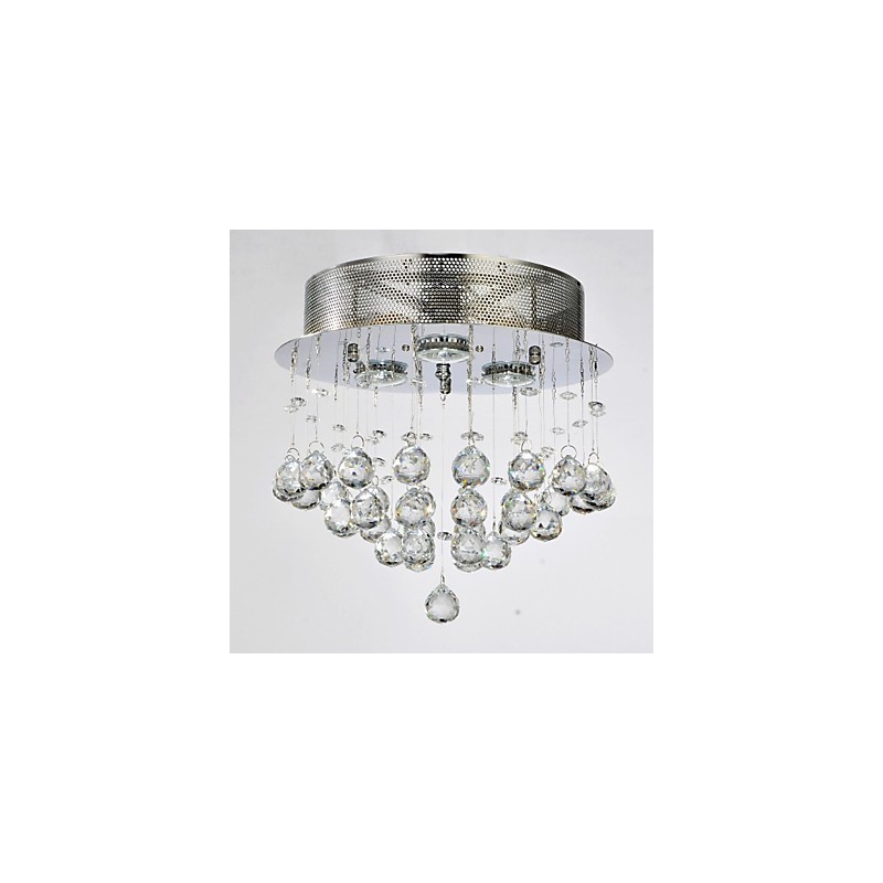Plafonnier traditionnel classique en métal chromé et cristal