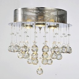 Plafonnier traditionnel classique en métal chromé et cristal