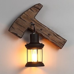 Applique murale industrielle vintage rétro en bois et métal à tête unique, idéale pour la maison, l'hôtel, le couloir ou la décoration