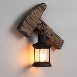 Applique murale industrielle vintage rétro en bois et métal à tête unique, idéale pour la maison, l'hôtel, le couloir ou la décoration