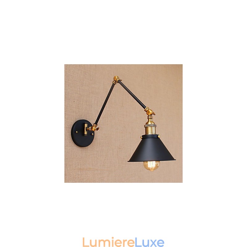 Plafonnier à bras pivotant style mini, finition galvanisée vintage, protection des yeux