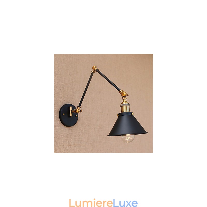 Plafonnier à bras pivotant style mini, finition galvanisée vintage, protection des yeux