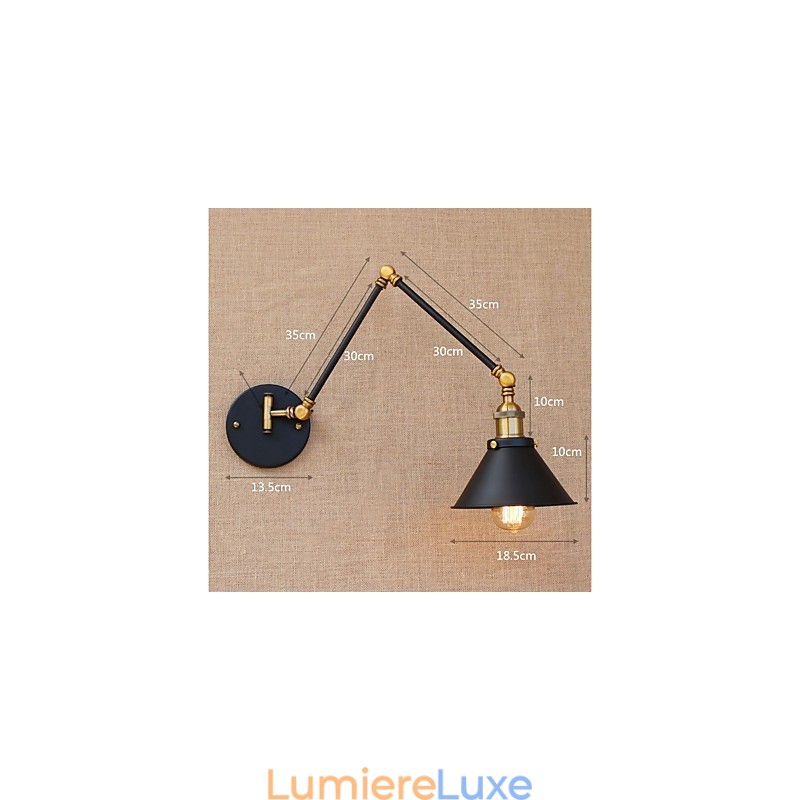 Plafonnier à bras pivotant style mini, finition galvanisée vintage, protection des yeux