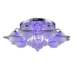 Plafonnier moderne encastré avec télécommande à 7 lumières bleu-rouge