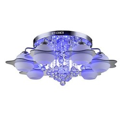 Plafonnier moderne encastré avec télécommande à 7 lumières bleu-rouge