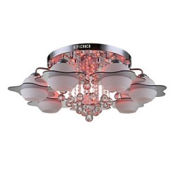 Plafonnier moderne encastré avec télécommande à 7 lumières bleu-rouge
