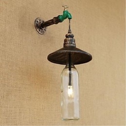 Lampe murale décorative rétro Edison en forme de pipe à eau et de bouteille de vin