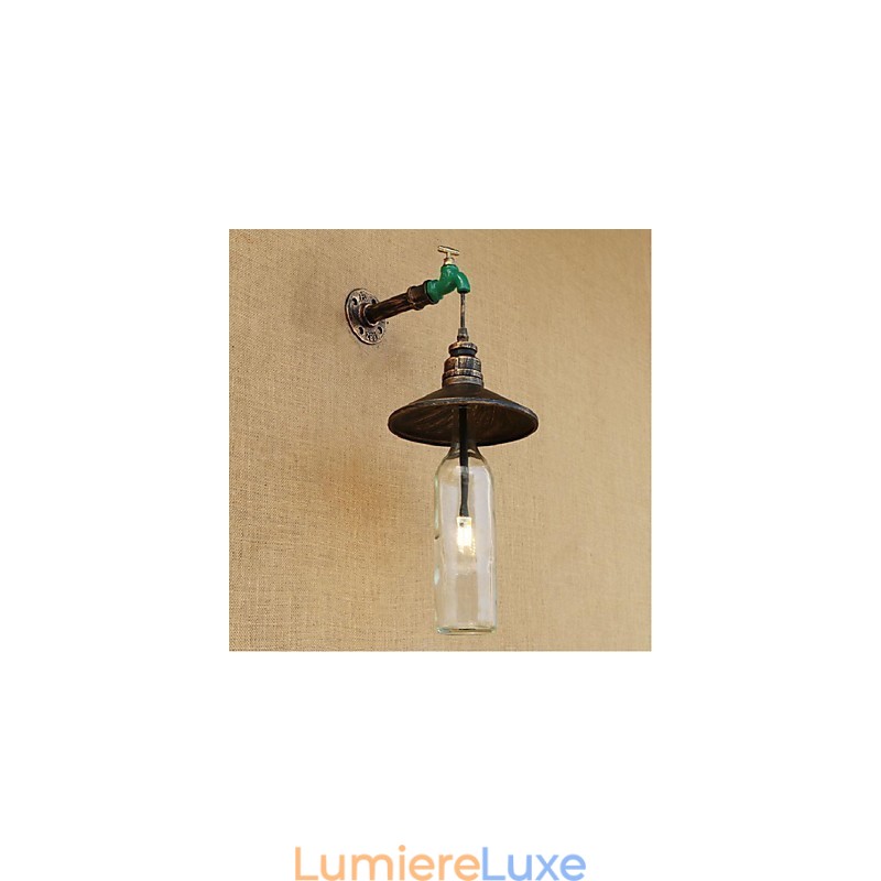 Lampe murale décorative rétro Edison en forme de pipe à eau et de bouteille de vin