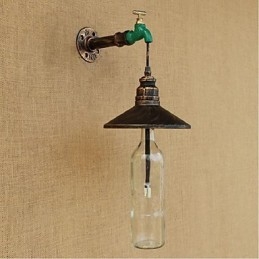 Lampe murale décorative rétro Edison en forme de pipe à eau et de bouteille de vin