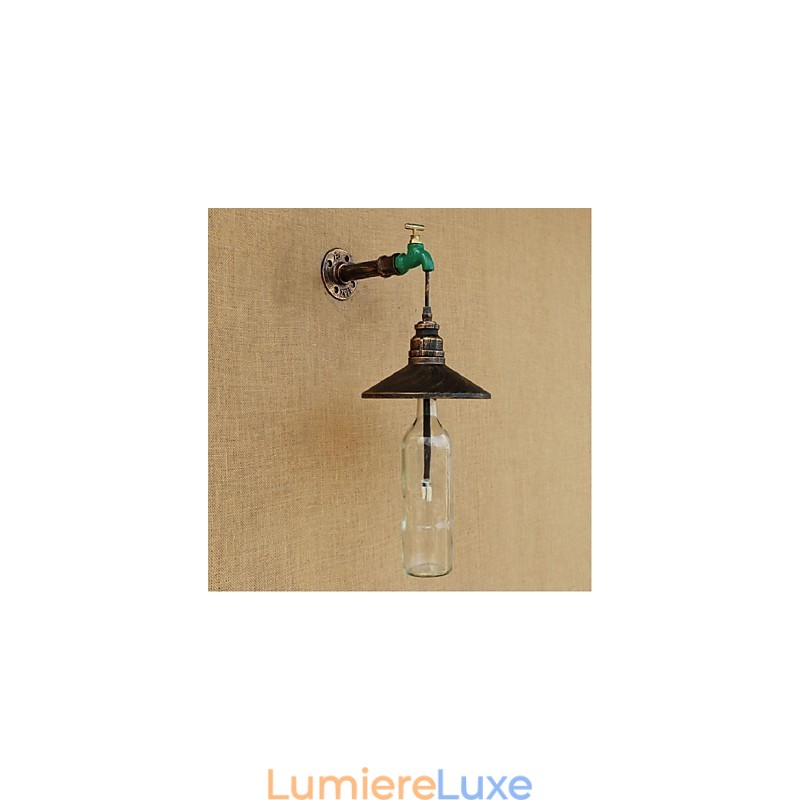 Lampe murale décorative rétro Edison en forme de pipe à eau et de bouteille de vin