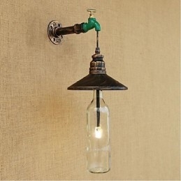 Lampe murale décorative rétro Edison en forme de pipe à eau et de bouteille de vin