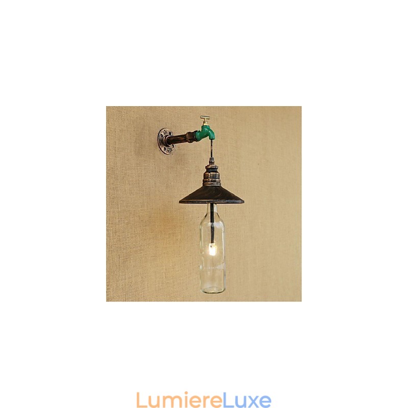 Lampe murale décorative rétro Edison en forme de pipe à eau et de bouteille de vin