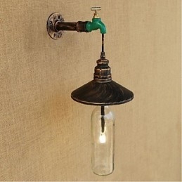 Lampe murale décorative rétro Edison en forme de pipe à eau et de bouteille de vin