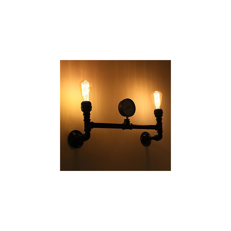 Appliques murales industrielles vintage noires créatives pour restaurant, café, bar, décoration avec 2 lampes peintes