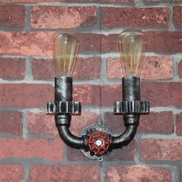 Applique murale industrielle vintage en métal à 2 têtes, éclairage décoratif pour restaurant, café, bar